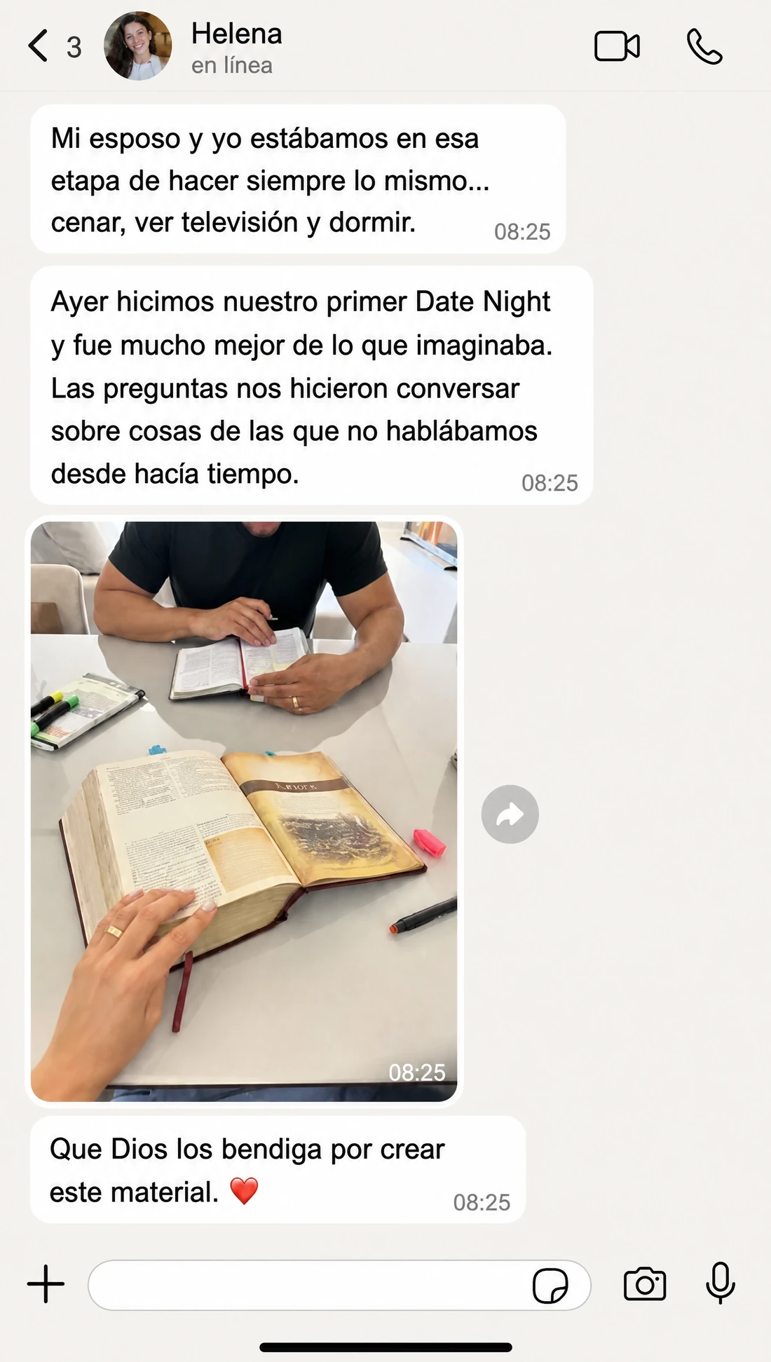 Testimonio de cliente en WhatsApp