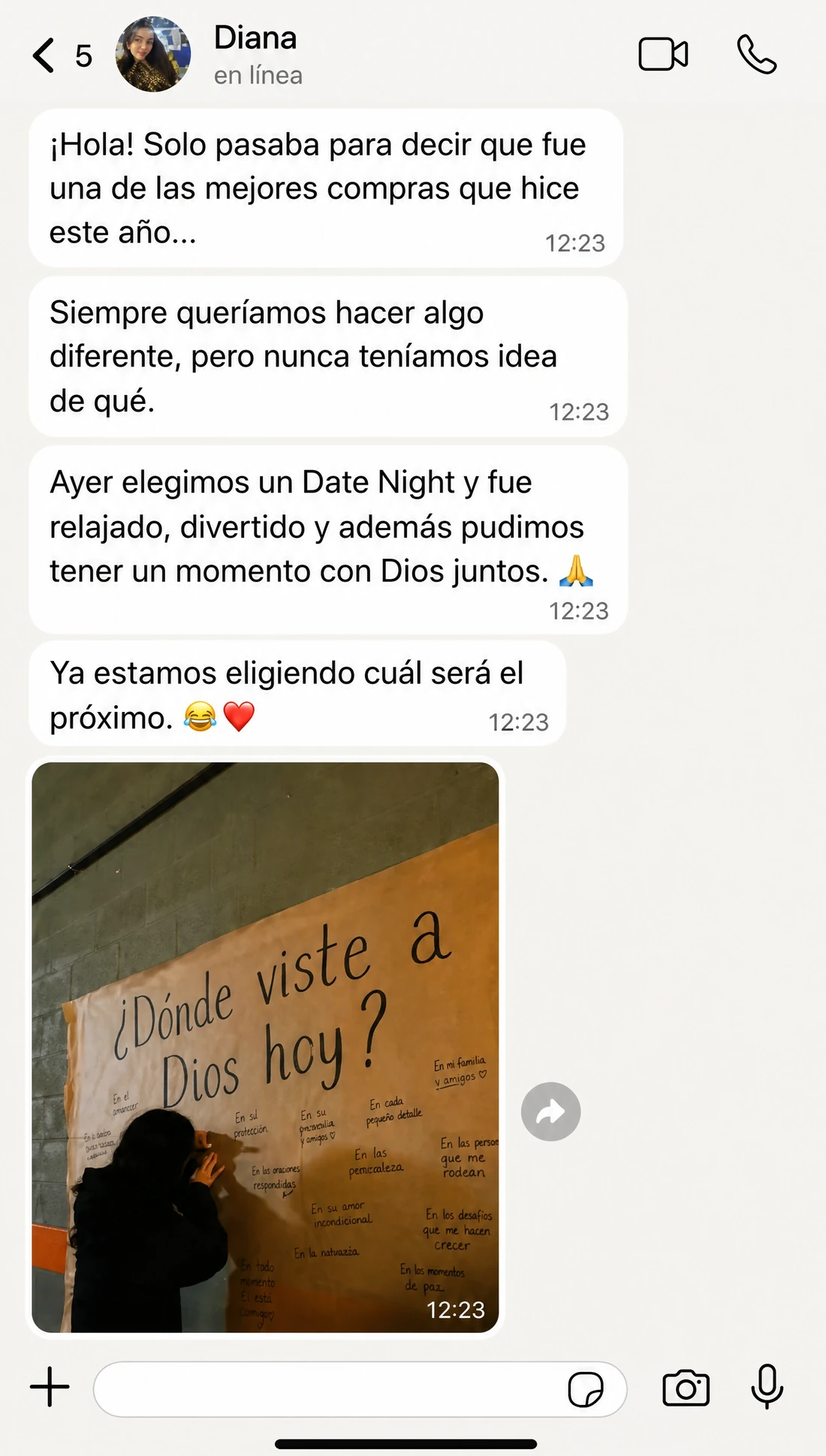 Testimonio de cliente en WhatsApp