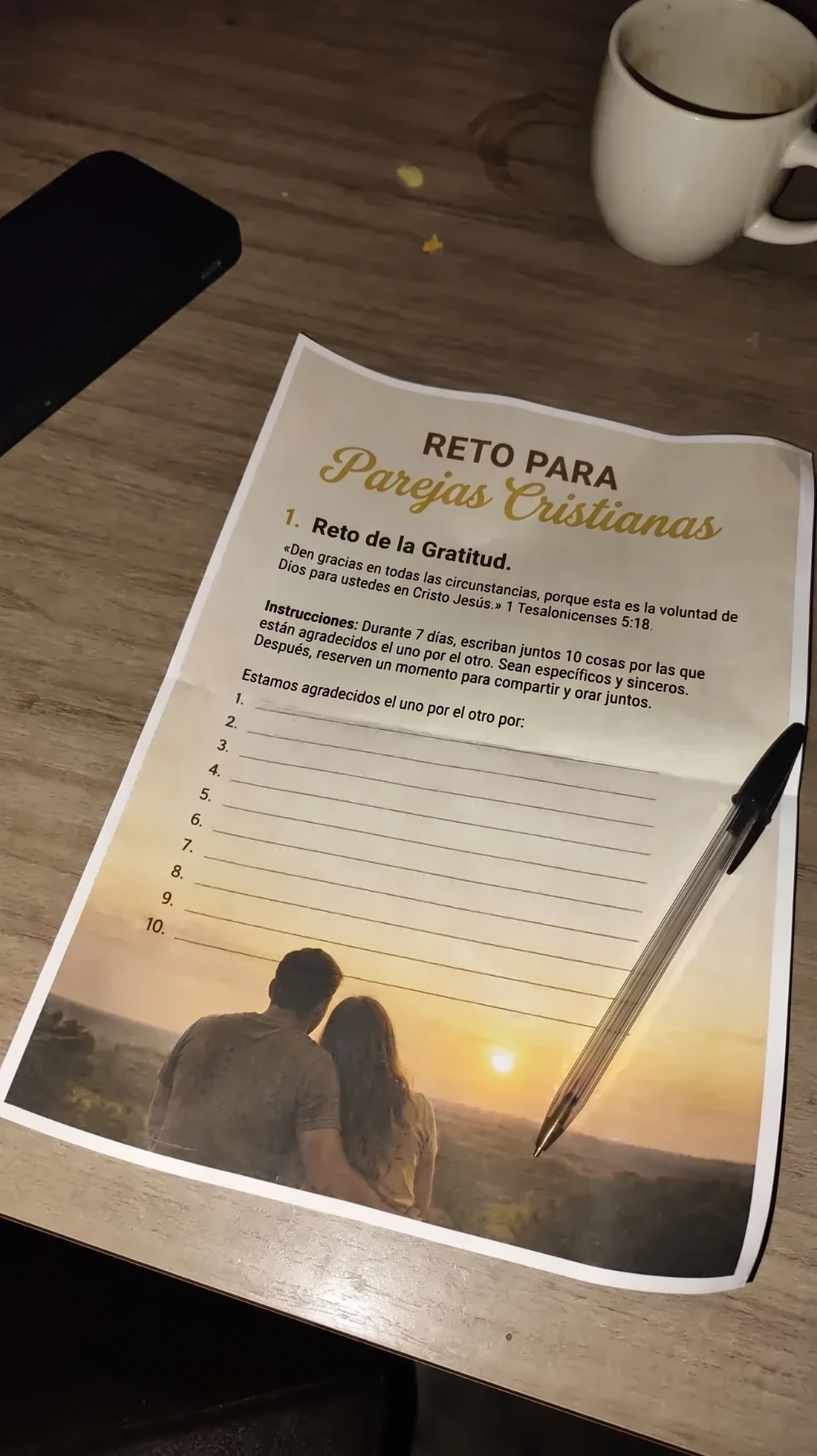 Pareja completando el Reto para Parejas Cristianas